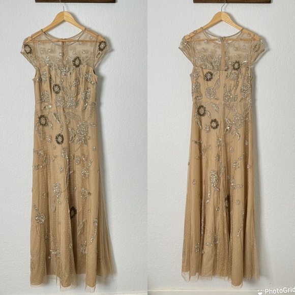 AIDAN MATTOX Floral Bead-Embroidered Gown - Picture 2 of 8